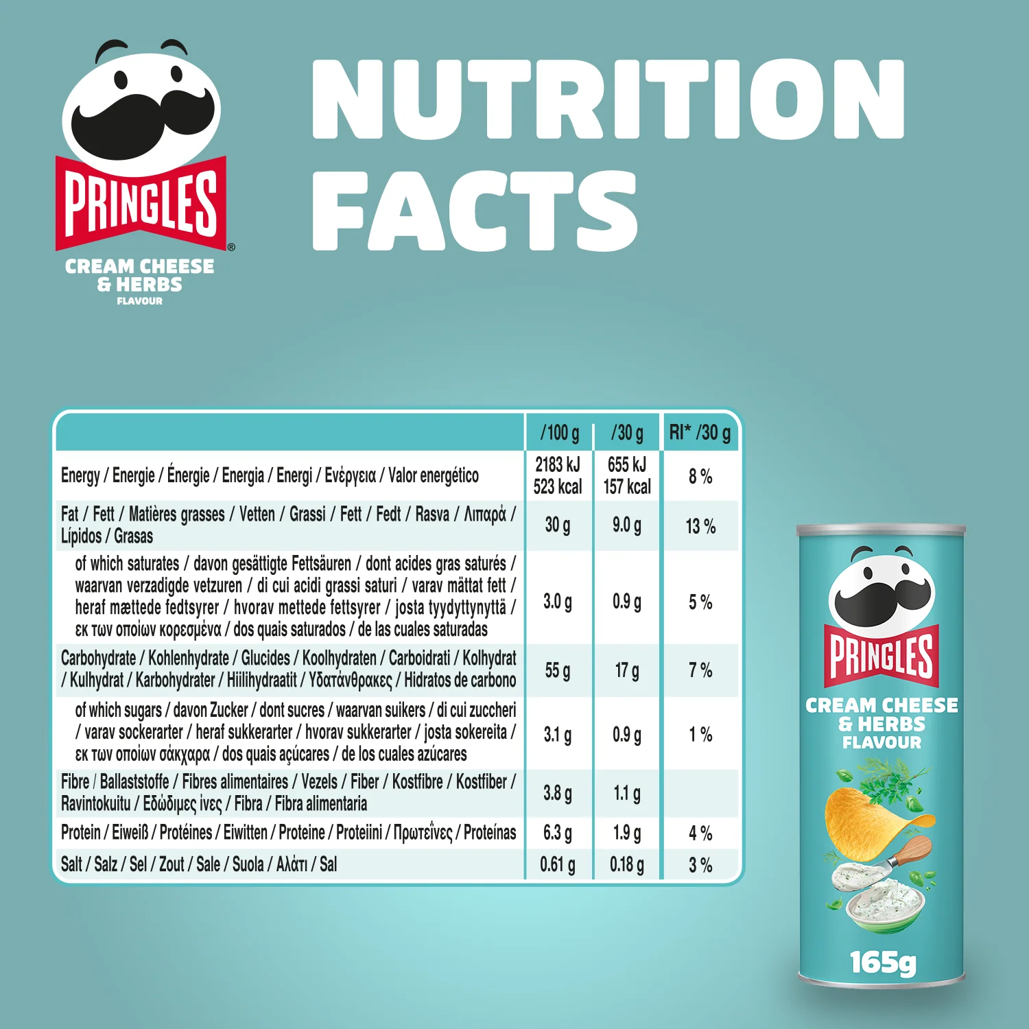 Pringles Cream Cheese & Herbs - 8x 165g - Image 4