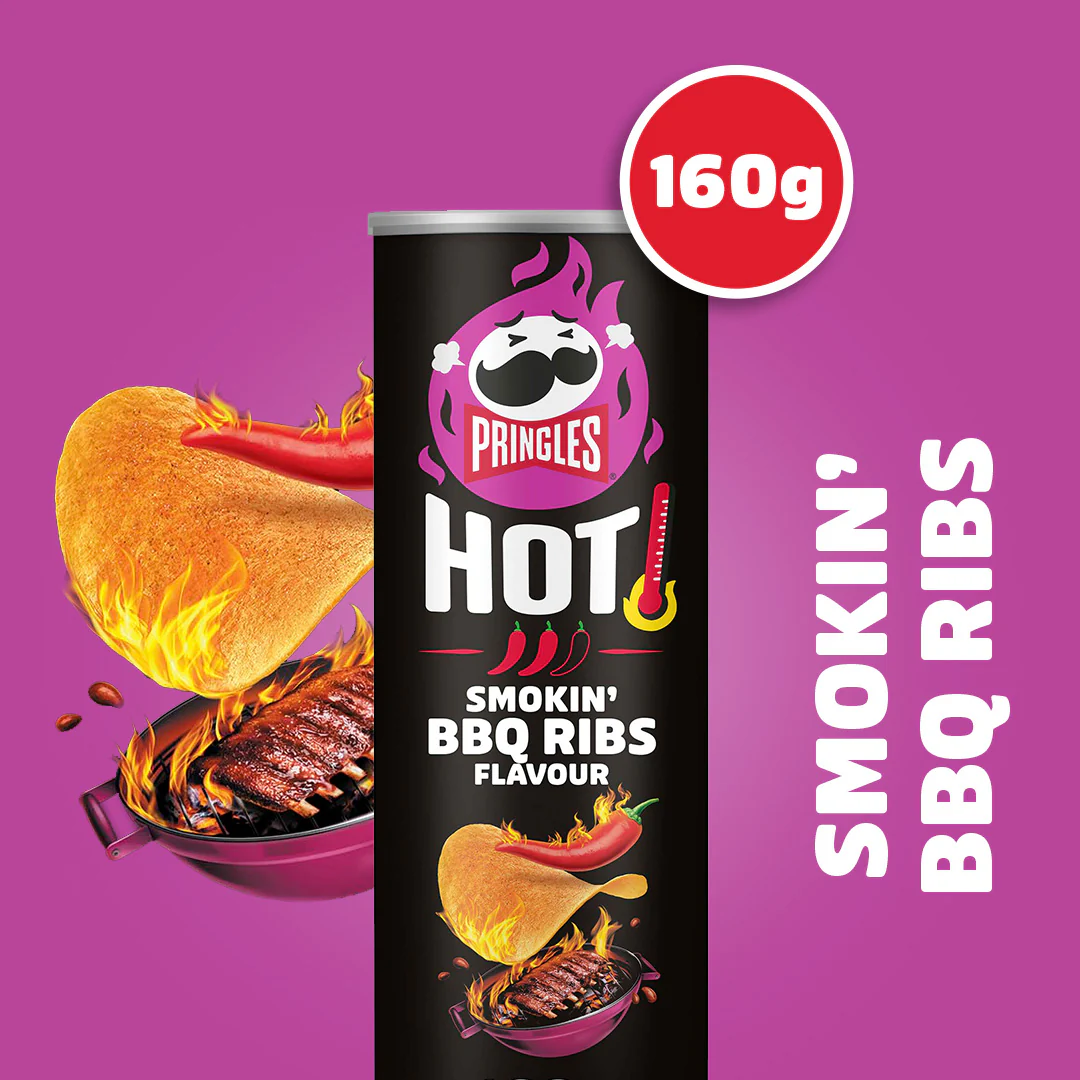 Pringles Hot Smokin' BBQ Ribs Flavour - 160g - Image 2
