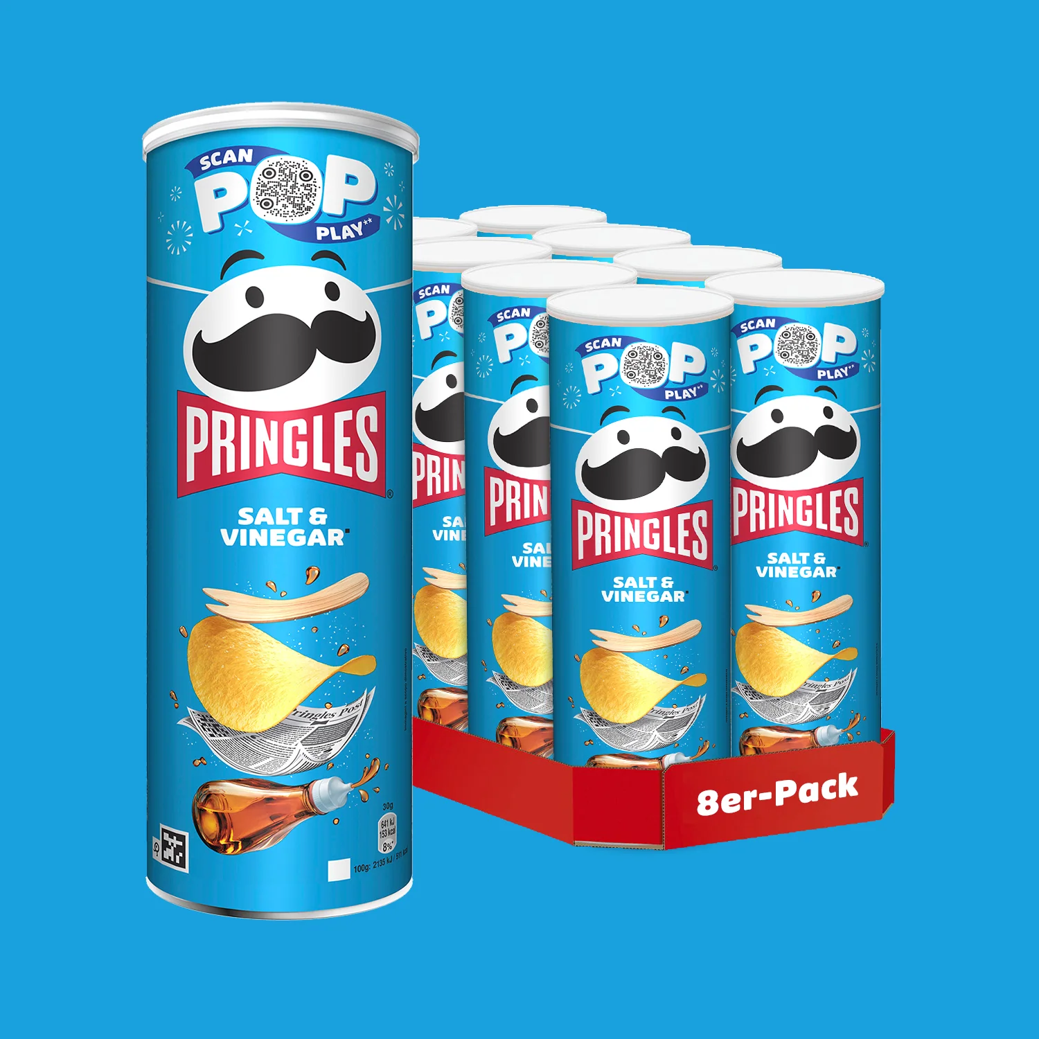 Pringles Salt & Vinegar - 8x 165g