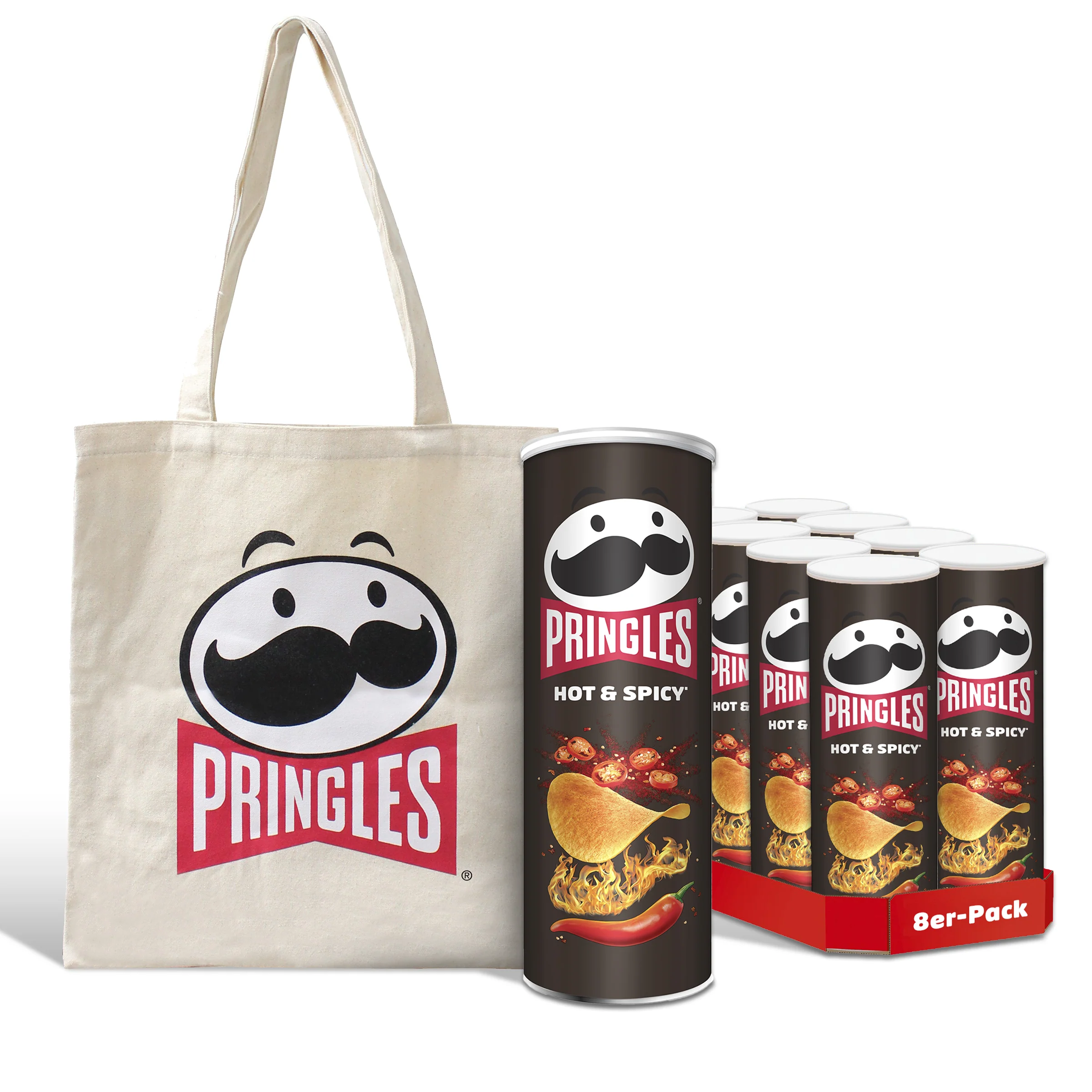 Tote Bag + Pringles Hot & Spicy - 8x 165g